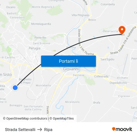 Strada Settevalli to Ripa map