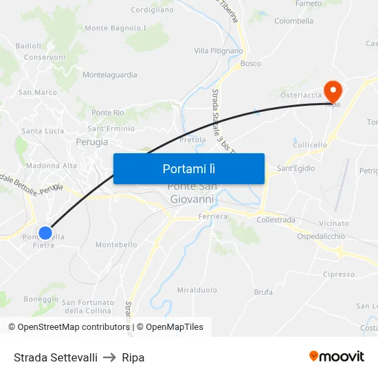 Strada Settevalli to Ripa map