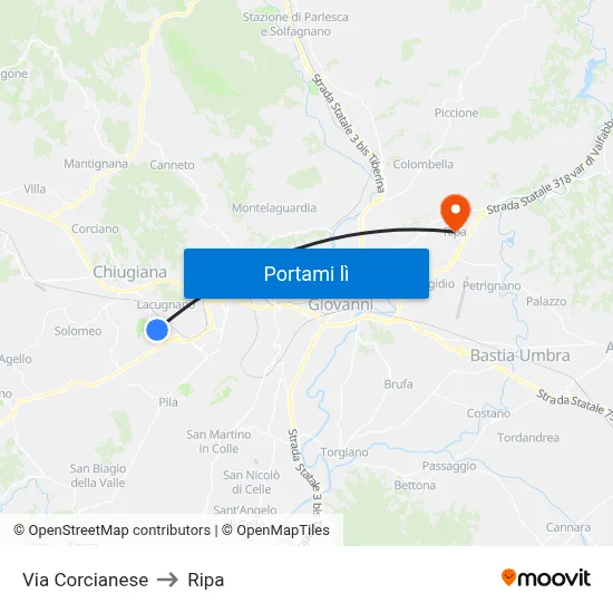 Via Corcianese to Ripa map