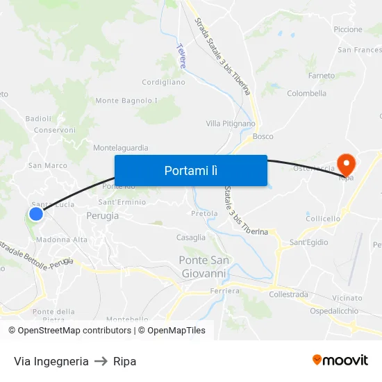 Via Ingegneria to Ripa map