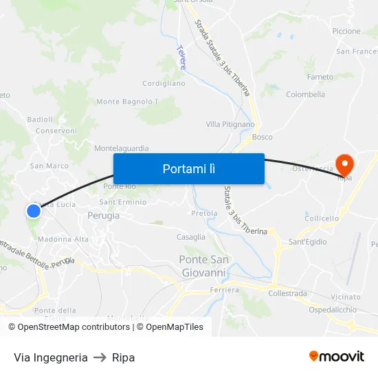 Via Ingegneria to Ripa map