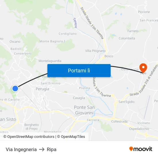 Via Ingegneria to Ripa map