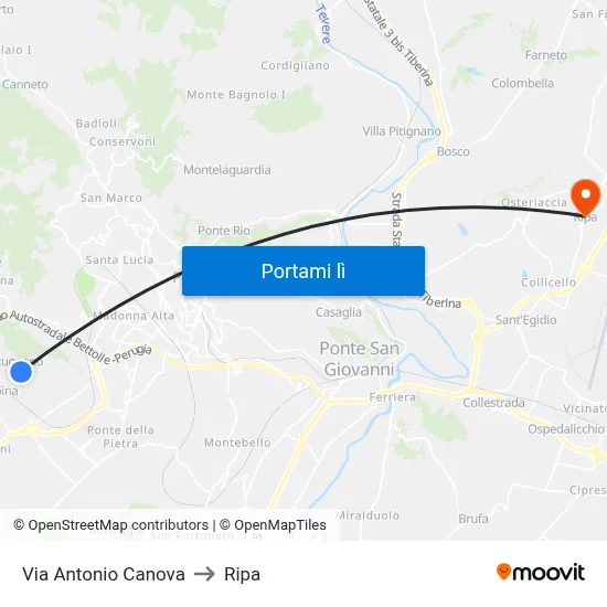 Via Antonio Canova to Ripa map