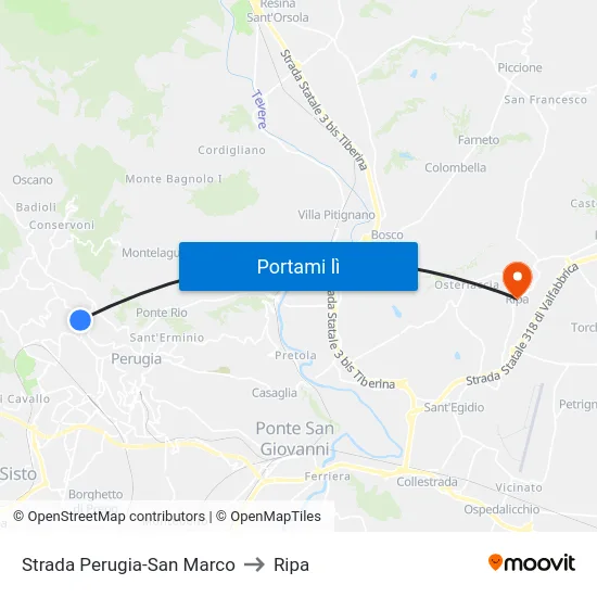 Strada Perugia-San Marco to Ripa map