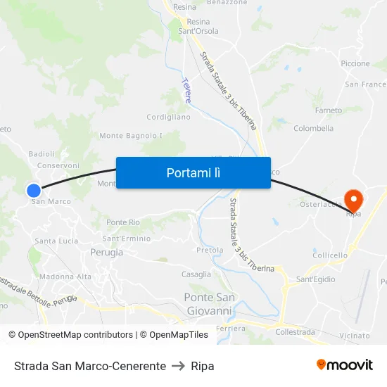 Strada San Marco-Cenerente to Ripa map