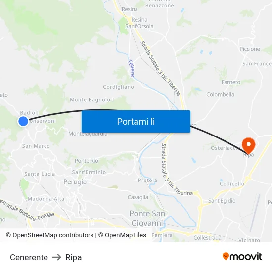 Cenerente to Ripa map