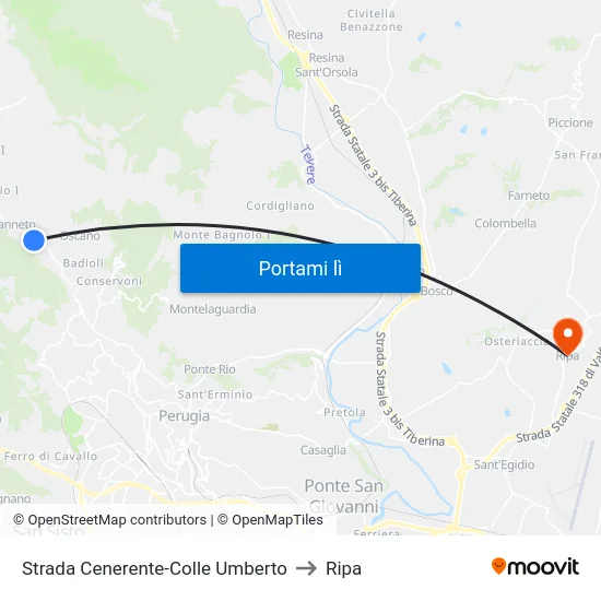 Strada Cenerente-Colle Umberto to Ripa map
