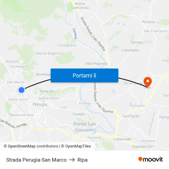 Strada Perugia-San Marco to Ripa map