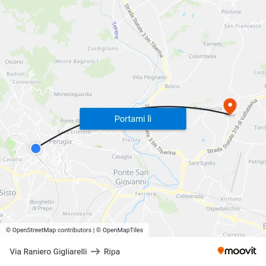 Via Raniero Gigliarelli to Ripa map