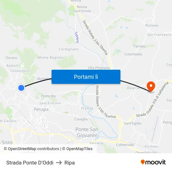 Strada Ponte D'Oddi to Ripa map