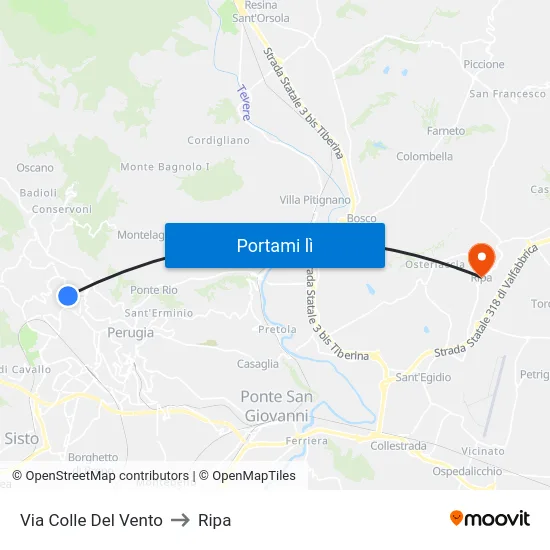 Via Colle Del Vento to Ripa map