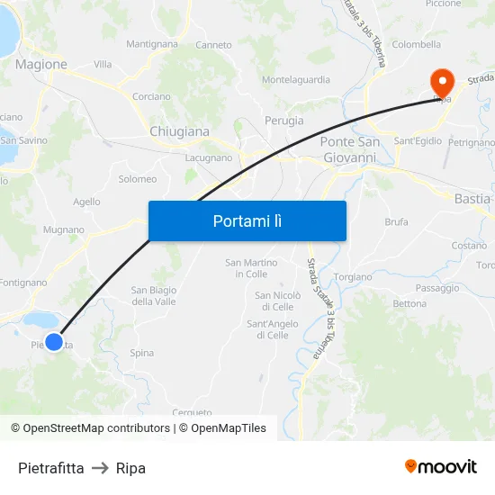 Pietrafitta to Ripa map