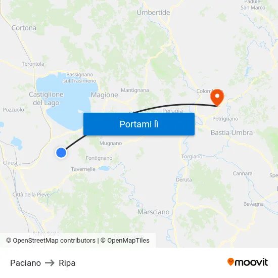 Paciano to Ripa map