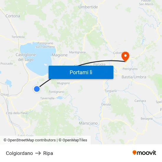 Colgiordano to Ripa map