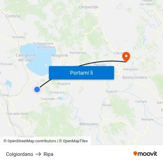 Colgiordano to Ripa map