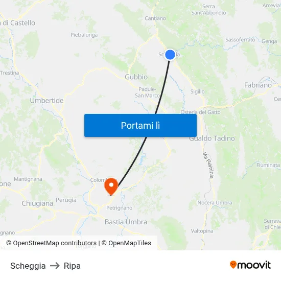 Scheggia to Ripa map