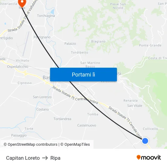 Capitan Loreto to Ripa map