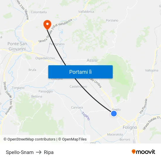 Spello-Snam to Ripa map