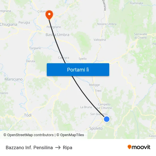 Bazzano Inf. Pensilina to Ripa map