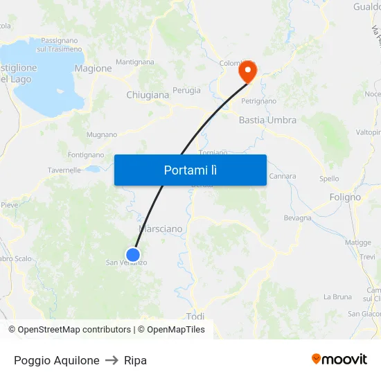 Poggio Aquilone to Ripa map