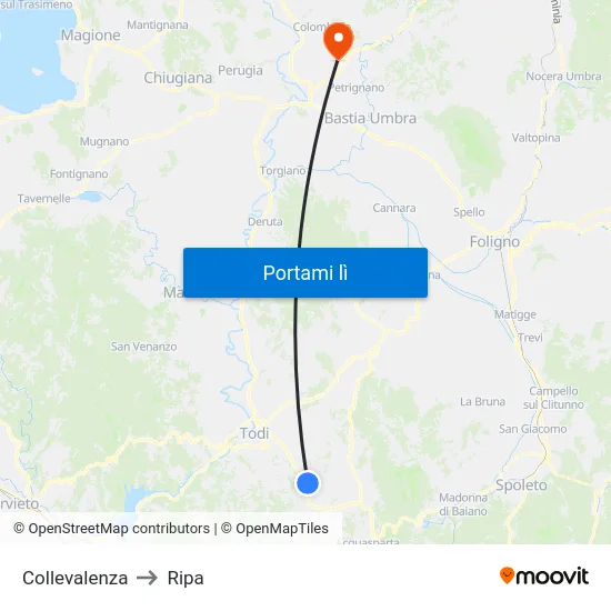 Collevalenza to Ripa map