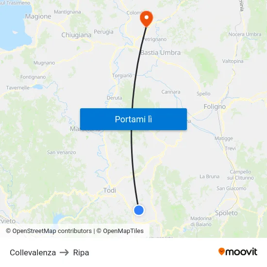 Collevalenza to Ripa map