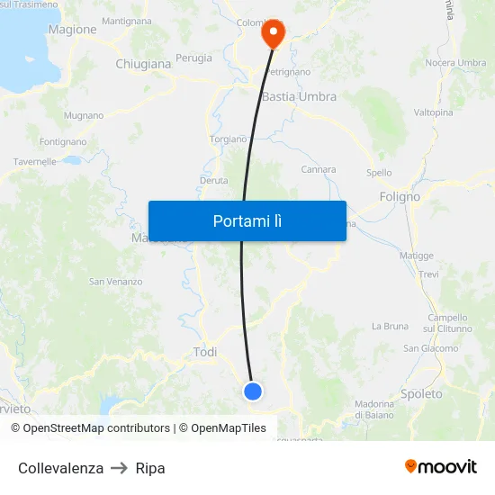 Collevalenza to Ripa map