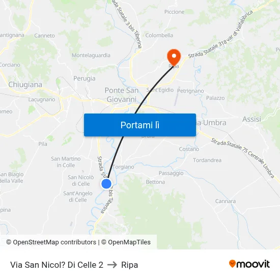 Via San Nicol? Di Celle 2 to Ripa map
