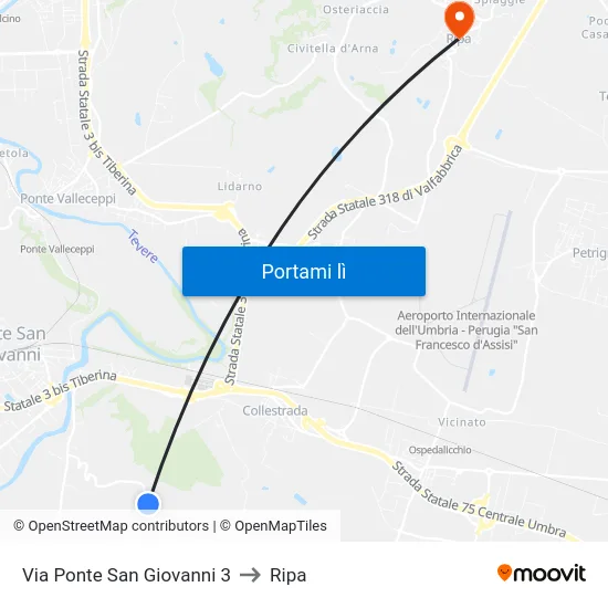 Via Ponte San Giovanni 3 to Ripa map