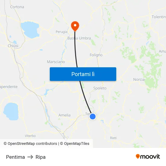 Pentima to Ripa map