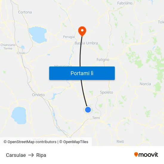 Carsulae to Ripa map