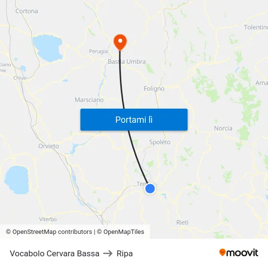 Vocabolo Cervara Bassa to Ripa map