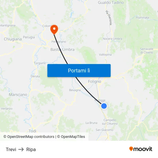 Trevi to Ripa map