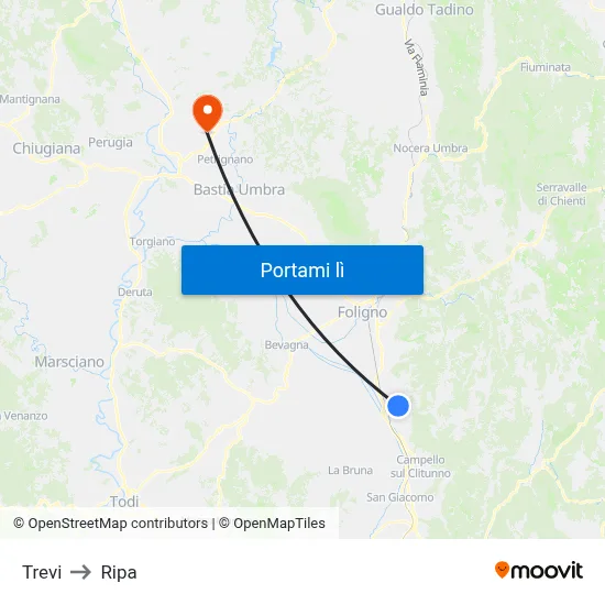 Trevi to Ripa map