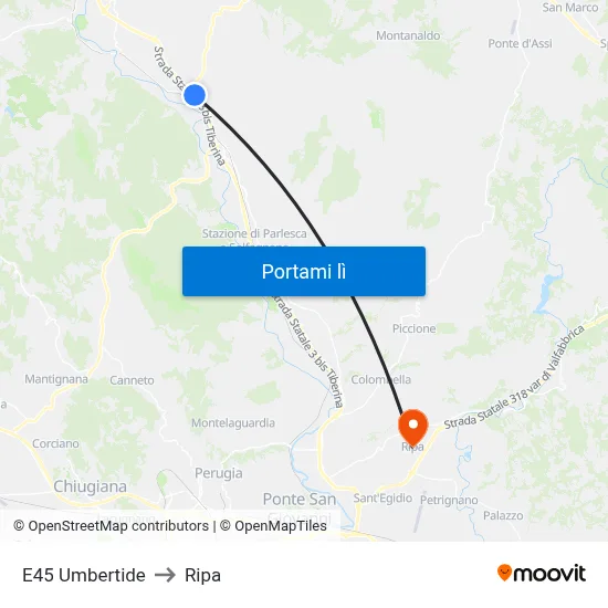 E45 Umbertide to Ripa map
