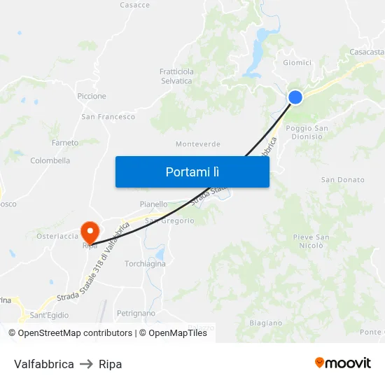 Valfabbrica to Ripa map