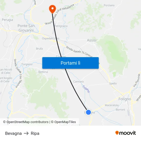 Bevagna to Ripa map