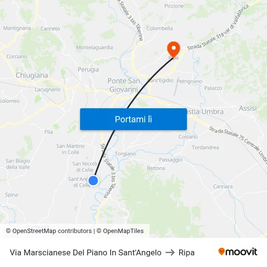 Via Marscianese Del Piano In Sant'Angelo to Ripa map