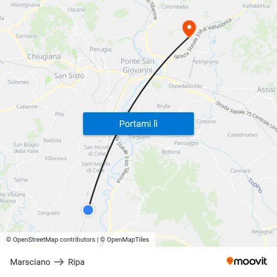 Marsciano to Ripa map