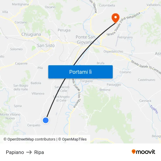 Papiano to Ripa map