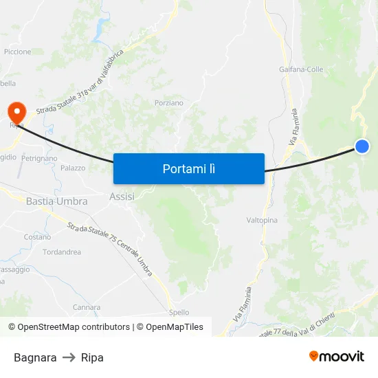 Bagnara to Ripa map