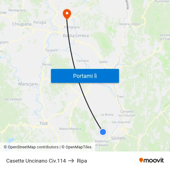 Casette Uncinano Civ.114 to Ripa map