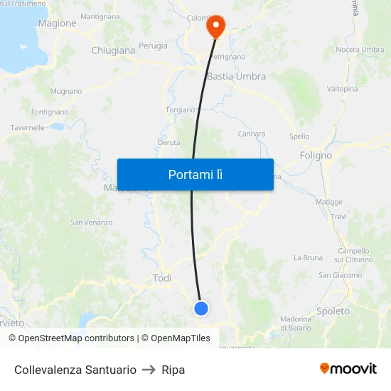 Collevalenza Santuario to Ripa map