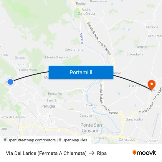Via Del Larice (Fermata A Chiamata) to Ripa map