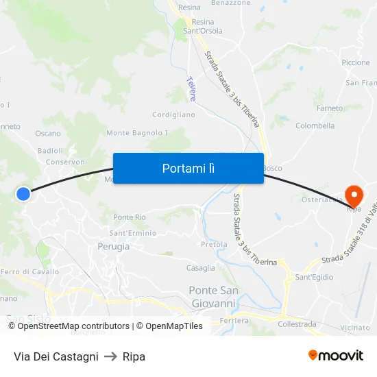 Via Dei Castagni to Ripa map