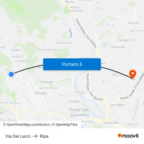 Via Dei Lecci to Ripa map