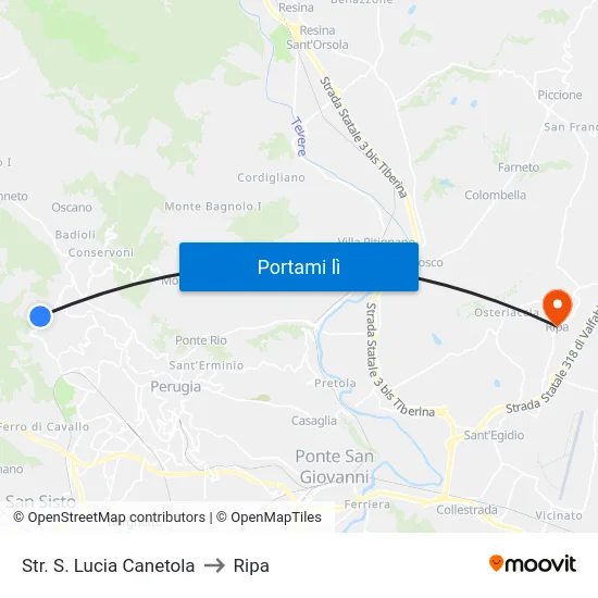 Str. S. Lucia Canetola to Ripa map