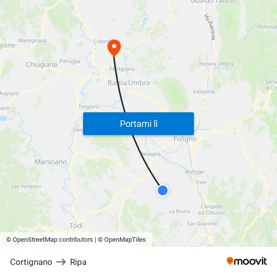 Cortignano to Ripa map