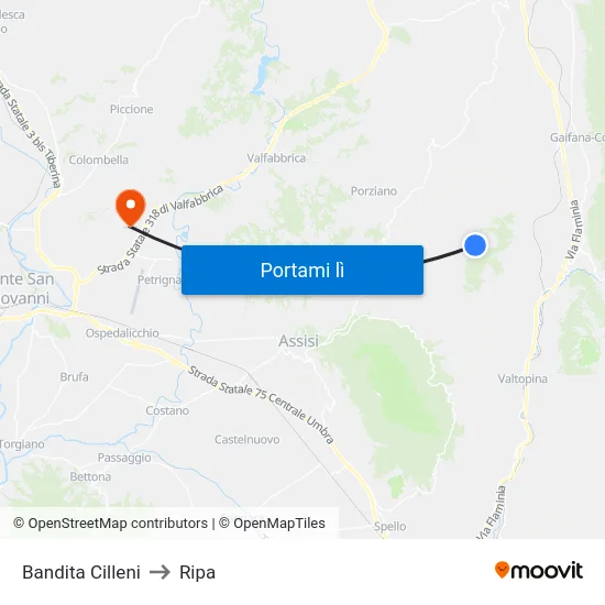 Bandita Cilleni to Ripa map