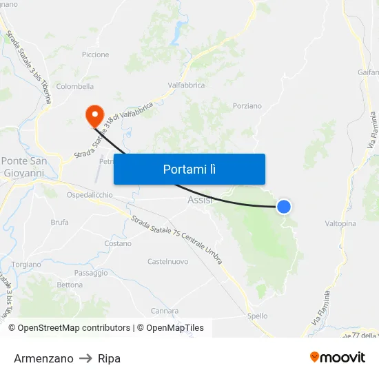 Armenzano to Ripa map